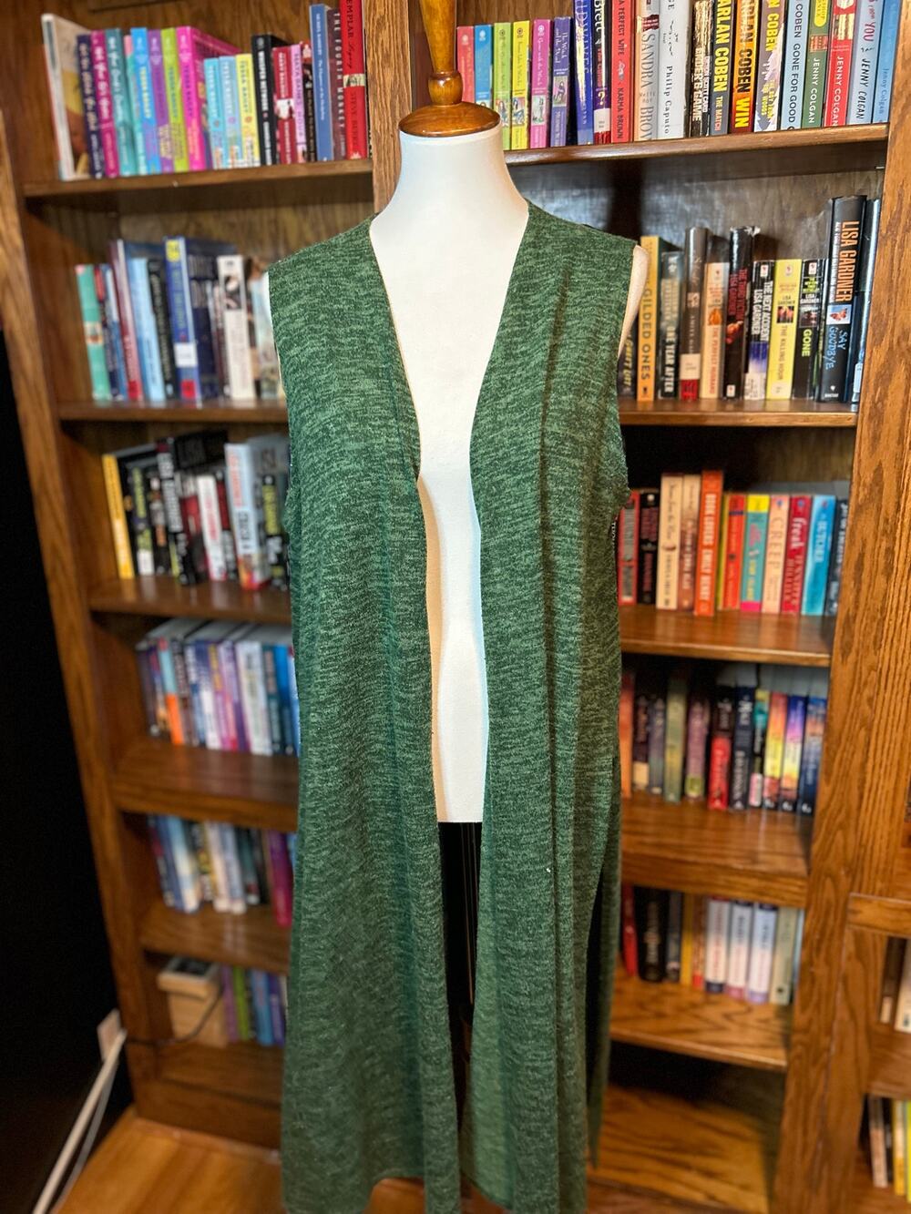 Kelly green duster length vest